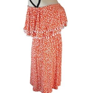 LOFT Beach‎ Pom Trim Tube Top Dress, Size Small